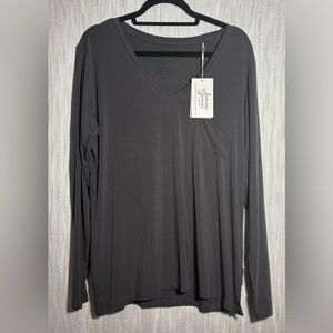Bamboo Charcoal Long Sleeve V-Neck Top